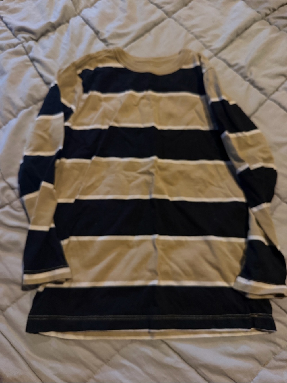 wonder nation Navy and Tan Striped Long-Sleeve Tee